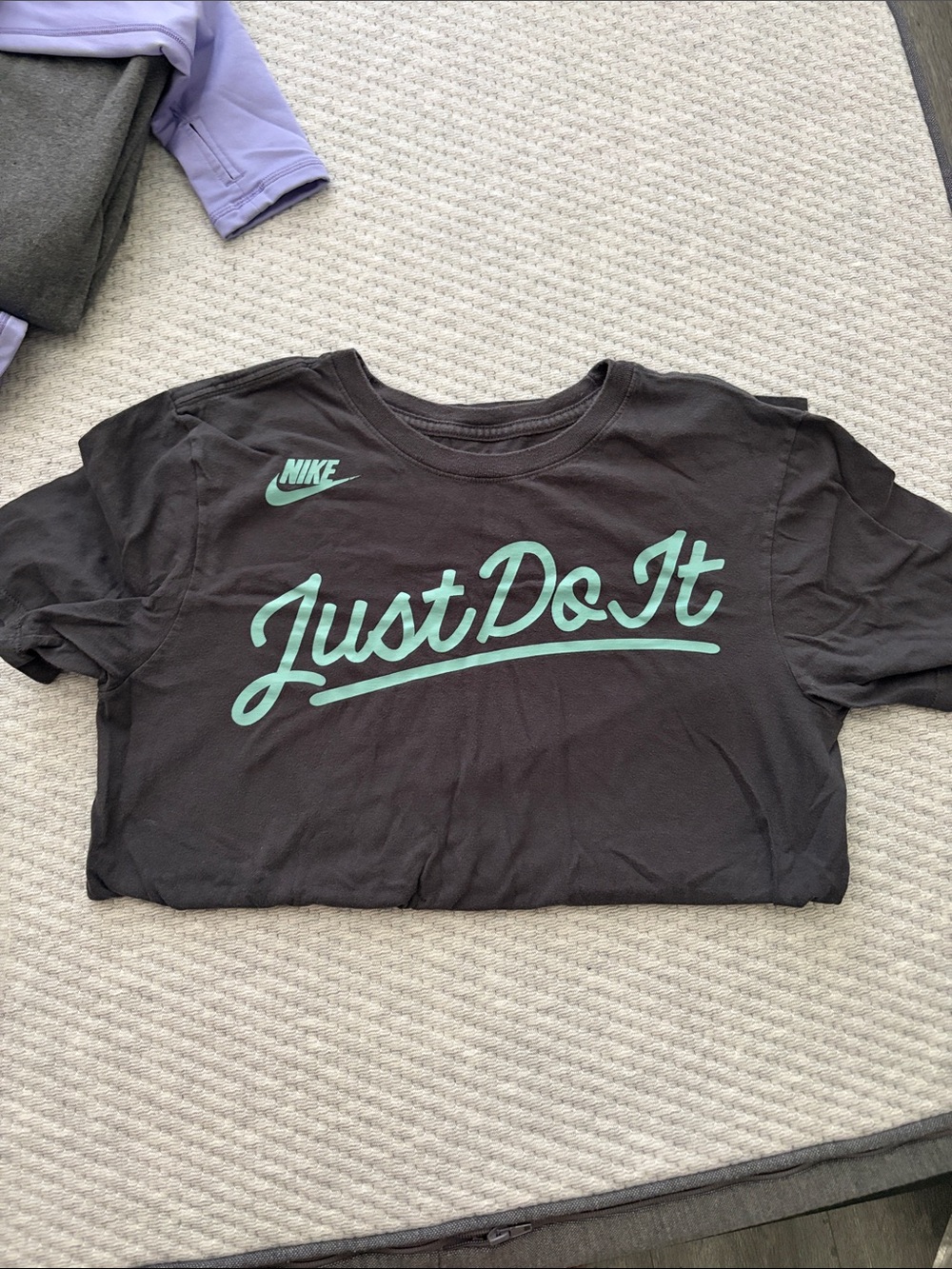 Nike Women’s Grey T-Shirt with Mint "Just Do It" Graphic